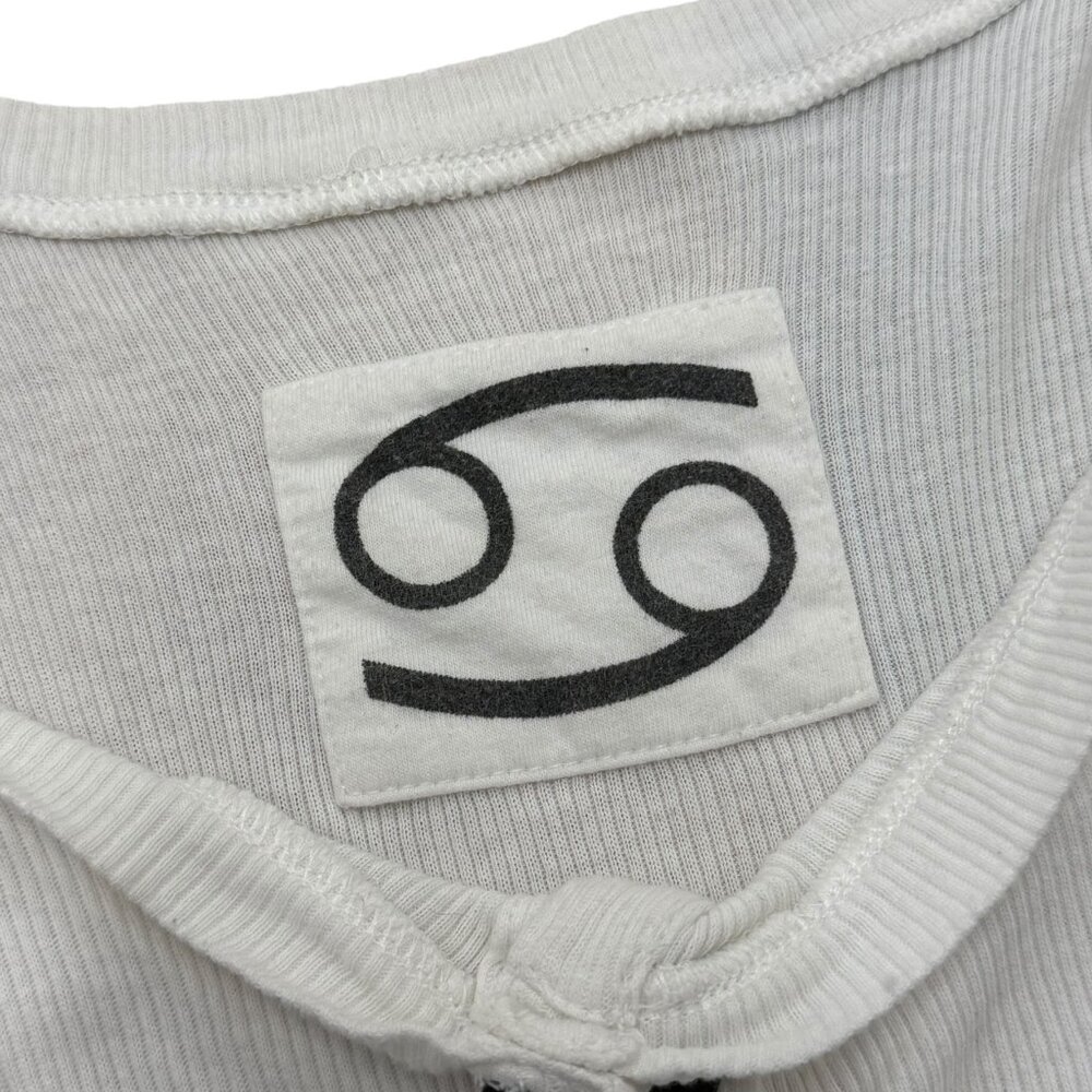 Vintage 69 White Ribbed Cotton Cropped Tank Top Y2K - Picture 2 of 6